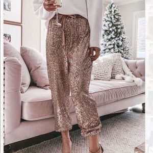 Rose gold Sequin loose fit pants-brand new